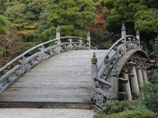 欅橋を渡れば木々の林に遊ぶことができる。見学者は渡ることができない