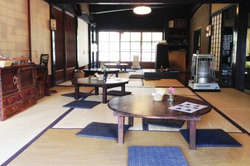 The tatami matted rooms at the cafe remind me of a rambling country house
