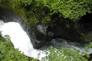 Oketsu (natural big hole in the rocks along a river)