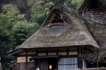 <p>Drenched thatched roof in Osagoe Folk Museum</p>