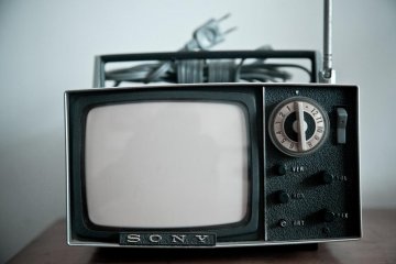 The houses all come with appliances and furnishings from times gone by. Here we can see an old Sony television set.