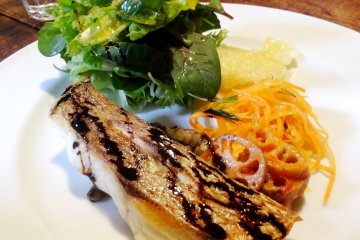 <p>Delicious fish with a balsamic vinegar reduction</p>