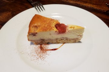<p>Homemade strawberry cheesecake - not too sweet, but perfect for an after-meal treat</p>