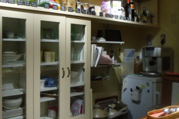 <p>The cafe is very small, but there&#39;s space to sell a few goods, like soy mayonnaise</p>