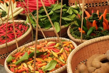 <p>Brightly-colored peppers at the Thai Festival</p>