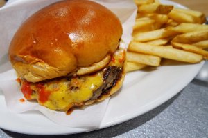 A closer view of The 3rd Burger cheeseburger