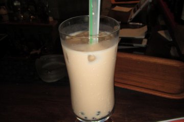 <p>The chai milk bubble tea</p>