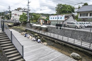 <p>One of two Ashi-no-yu available for use. Watching the stream trickle by while taking a dip is a favourite activity for locals and tourists alike.</p>