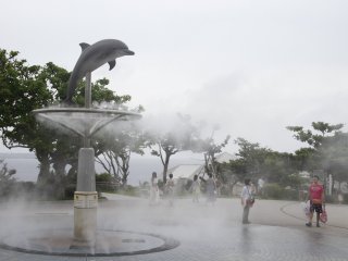 The dolphin statue.&nbsp;