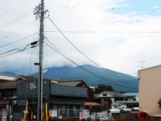 The view of Mount Asama outside the restaurant