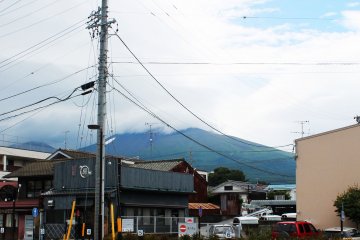 <p>The view of Mount Asama outside the restaurant</p>