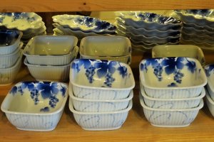 A collection of bowls on display