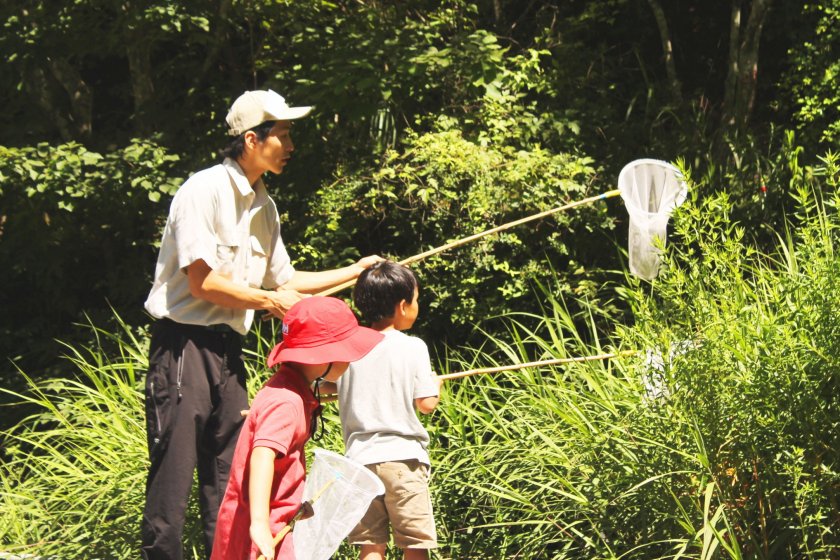 Our guide helps the children catch a dragonfly!