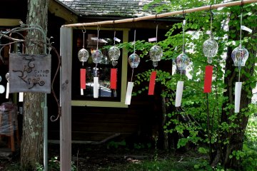<p>Wind chimes outside one of the stores</p>
