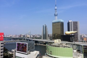 <p>A view -- at 9 a.m. -- from the 13th floor over the Sumida River.</p>