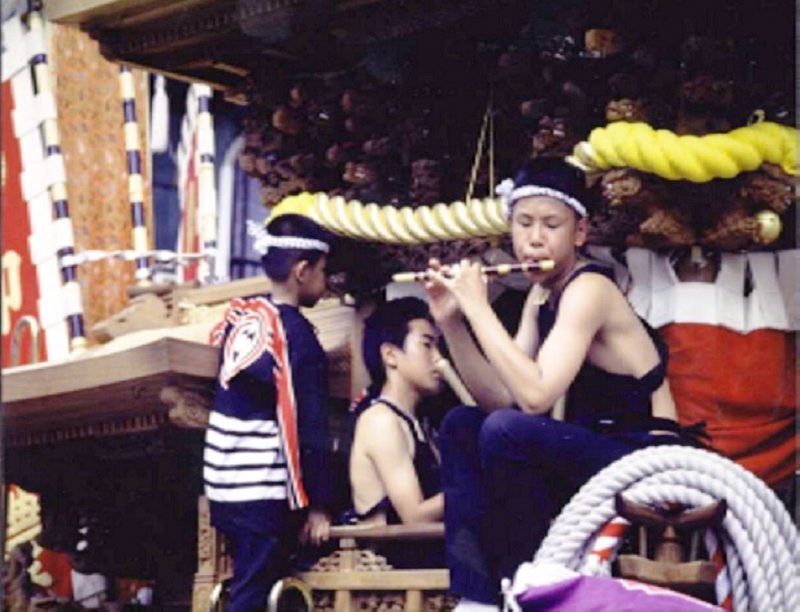 Boys with flutes at the Kishiwada Danjiri Festival, which is on the weekend before the third September each year.