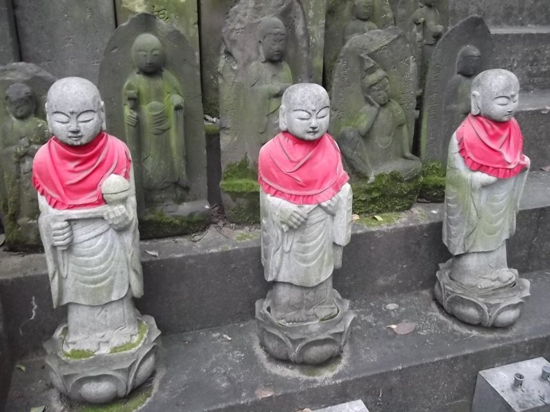 <p>Some statues are more recent, others hundreds of years old, grown with lichen</p>