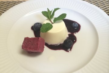 <p>Panna cotta with blueberry sauce is popular among children as well.</p>