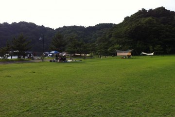 The grassy area for sports and camping