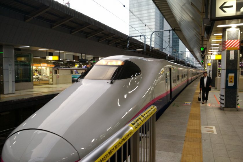 A Shinkasen train ready to go to Utsunomiya