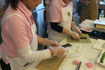 <p>Plum Blossom: Making small rolls for the petals.</p>