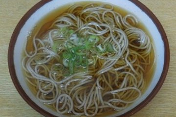 <p>Soup and noodles (かけそば　kakesoba)</p>
