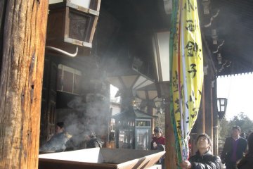 Incense fills the hall for the New Year's holidays
