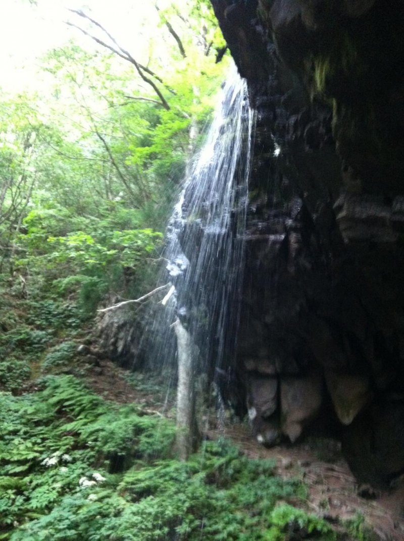 Side view of the waterfall