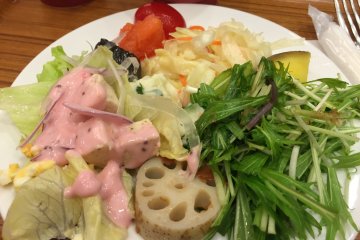 <p>First of several plates from the salad bar.</p>
