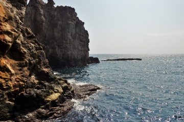 A view of the cliffs from inside the cave.