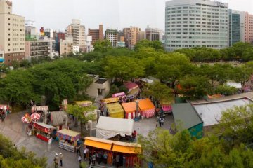 View of Chuo Park from ACROS during the Dontaku festival in early May