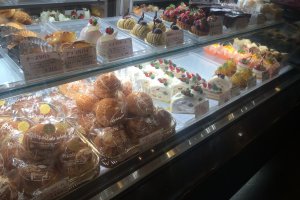 The display of freshly made pastries.
