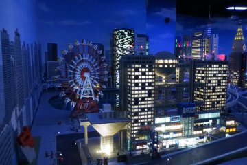 Odaiba made from Lego—night time view