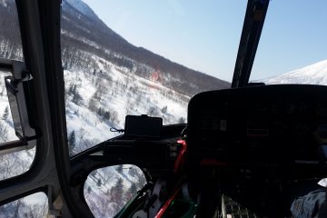 Inside the helicopter