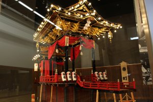 Festival omikoshi (portable shrine) on display