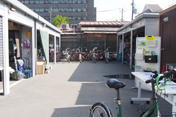 Garages filled with bikes to choose from.
