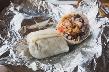 Burrito with grilled chicken filling