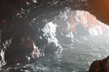 Passage from inside the cave out to the sea