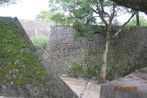 The massive stone walls of Kumamoto Castle are the most extensive of any castle I've seen