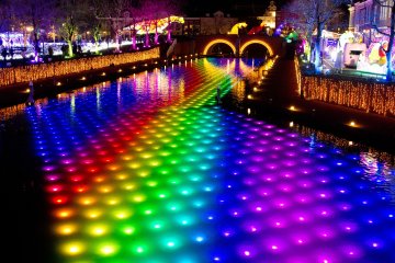 The awesome rainbow illuminated river
