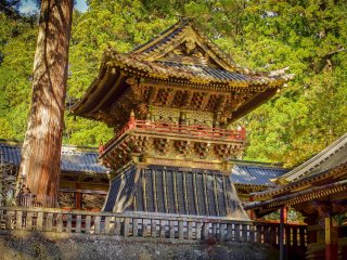 The colorful Kamijinko, (upper store house) which is one of 3 famous storehouses within the Toshogu Shrine complex