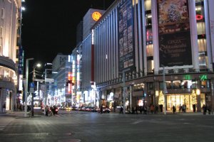 Ginza Crossing At Night, Mitsukoshi Dept. Store At Right