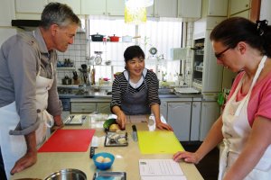 Okinawa Cooking Class in a home kitchen