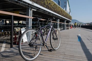 My bike for the day from Onomichi port, the rental section is in the background 
