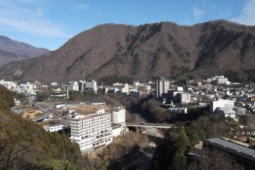 The dramatic hills around the town