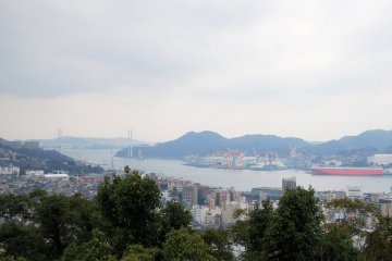Top view of Nagasaki, then and now a trading port. 