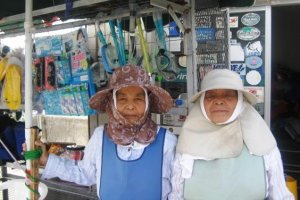 These old ladies have been working their whole life at Aharen Beach Tokashiki-son Island Okinawa
