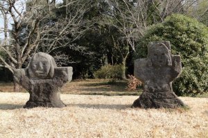 Stone funerary statues at the Iwatoyama Keyhole Tomb