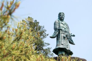The statue of Yamato Takeru, the 12th emperor of  inside Kenroku-en.