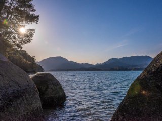 View from Miyajima to the main part of Japan